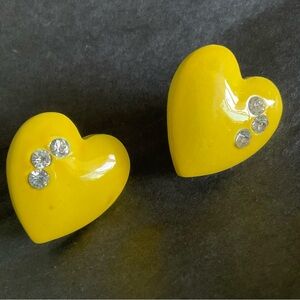 Adorable Heart Earrings with Rhinestones